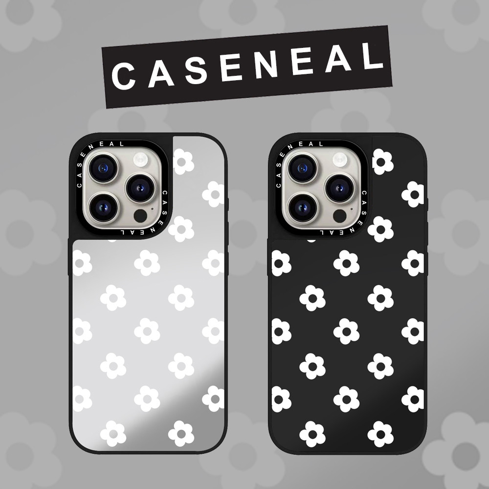 CASENEAL graffiti ดอกไม้สีขาวกระจก face อะคริลิคโปร่งใสเคสโทรศัพท์สําหรับ iPhone 17 Pro Max 16 ProMax 15Pro 14 Plus 13 12 โทรศัพท์กันกระแทกขอบนุ่ม hard กรณีป้องกัน