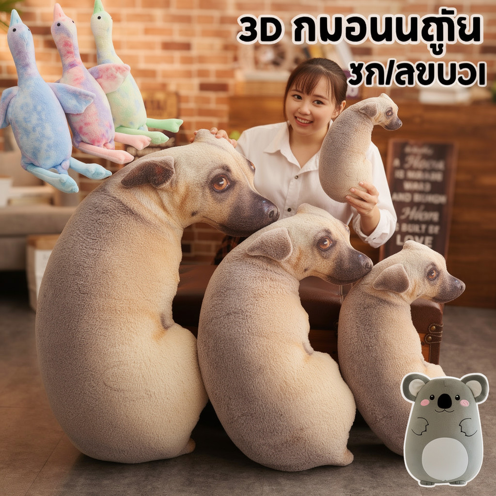 ตุ๊กตาสุนัข ตุ๊กตานุ่ม หมอนกอด 3 มิติ เสมือนจริง ขนฟู แต่งบ้าน โซฟา ห้องนอน ของขวัญ