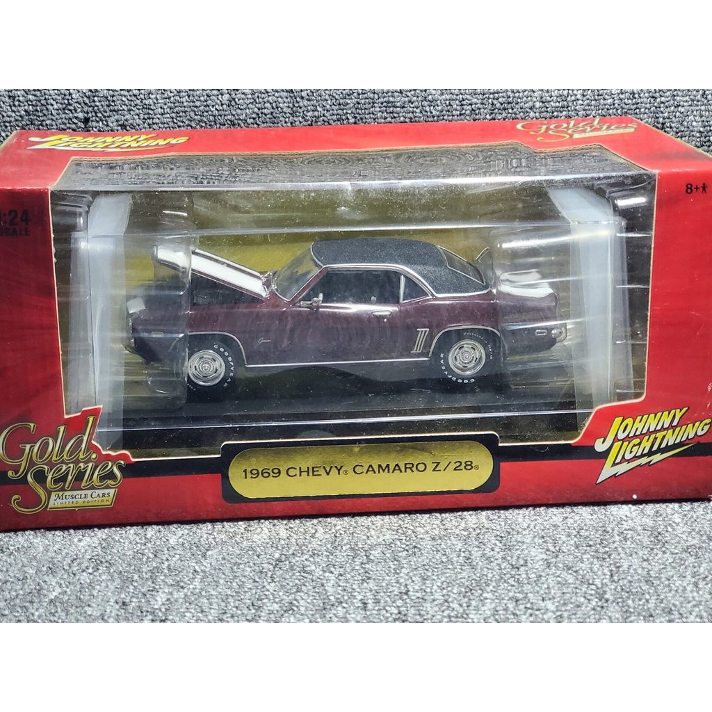Johnny Lightning Johnny Lightning Gold Series 1969 CHEVY CAMARO Z/28 1: 24 โมเดลรถโลหะผสม, ก้นเหล็ก,