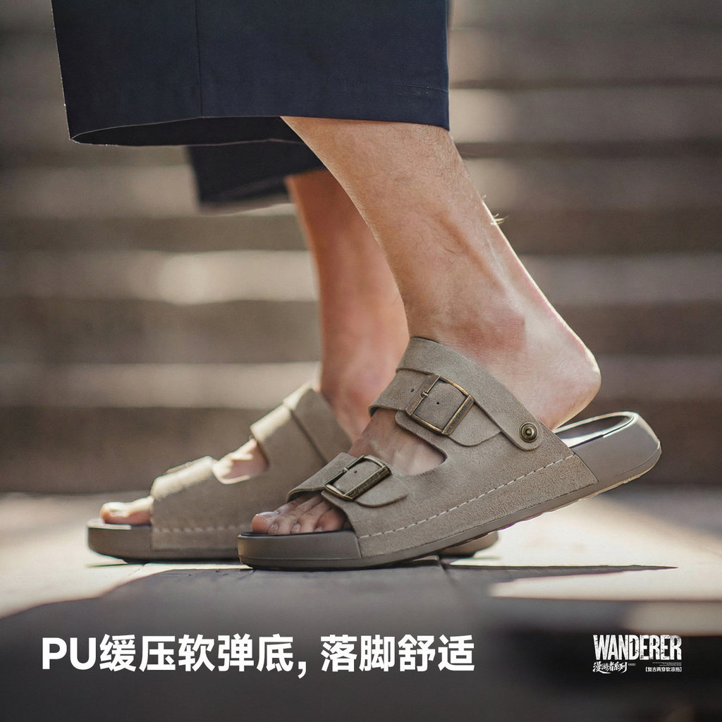 MADEN แบรนด์ฤดูร้อนผู้ชายสองบนรองเท้า Haken หนา soled สวมใส่ด้านนอกใหม่สํานักงานชายหาดคู่ retro รองเท้าแตะเย็น