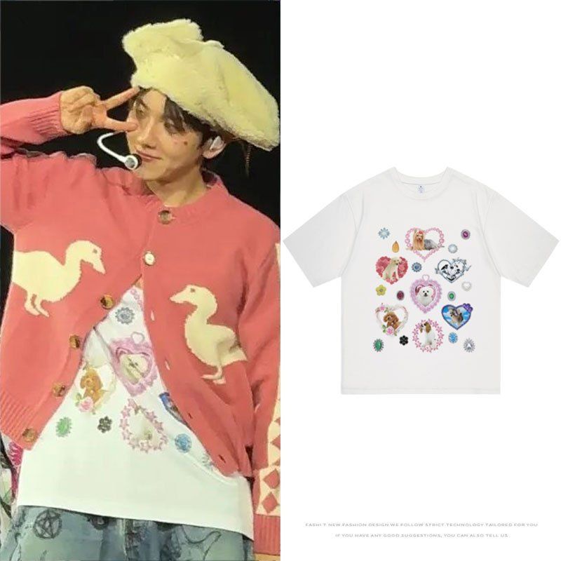 Bian baekhyun baekhyun เสื้อยืดแขนสั้นคอนเสิร์ตพิมพ์ baekhyun ผู้ชายผู้หญิงเสื้อผ้า 4.17