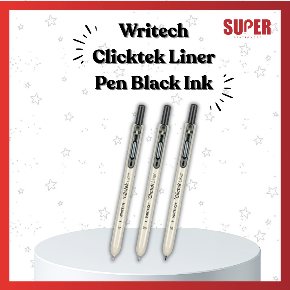 [Super Stationery] Writech Clictek Liner Pen Dakwat Hitam | ปากกาเขียน Clictek Liner Pen หมึกดํา