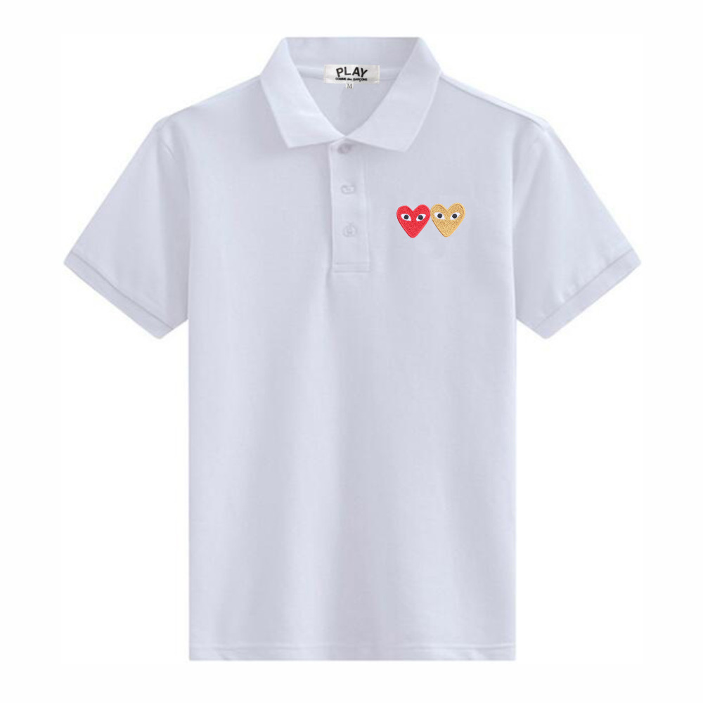 เล่นเสื้อโปโลผู้ชายหัวใจเย็บปักถักร้อยผ้าฝ้ายระบายอากาศผ้า รูปที่ 4