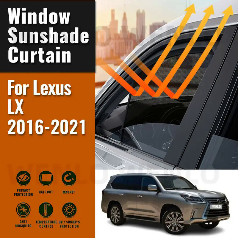 สําหรับ Lexus LX570 J200 2008-2021 Sun Shade ด้านหน้ากระจกด้านหลังตาข่ายผ้าม่านรถ Sunshade อุปกรณ์เส