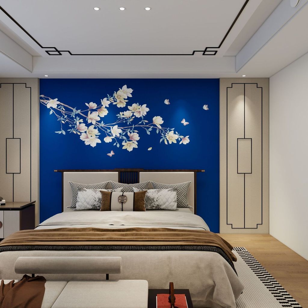 Su Embroidery Wallcloth Chinese Flower Butterfly TV Bedroom Background Decor
