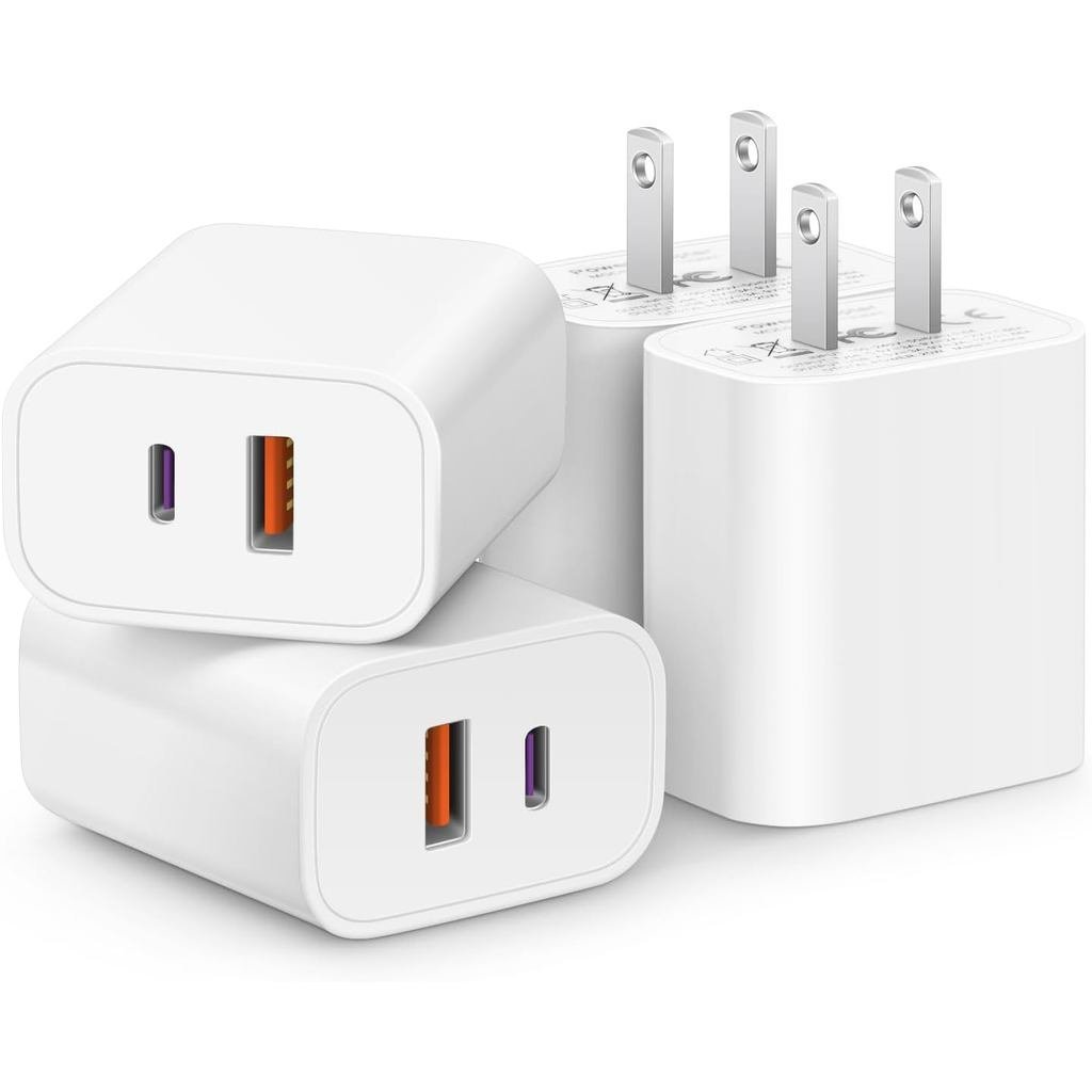 [4 แพ็ค] USB C Charger Block Fast Charging Multiport Adpater [PD 20W USB-C & QC 3.0 พอร์ต USB-A] สํา