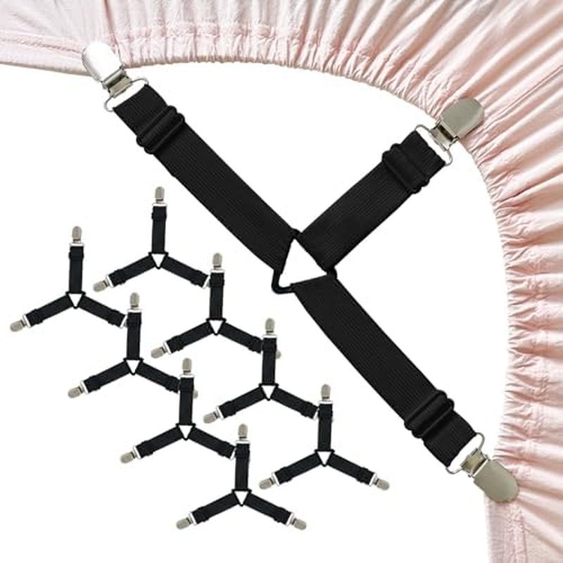 Bed Sheet Straps, Upgrade Fitted Bed Sheet Holders for Corners, Non Slip Sheet Clips White 4Pcs