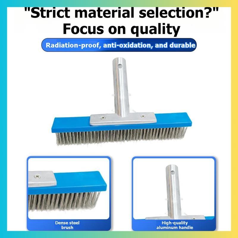หัวแปรงสระว่ายน้ํา 10 "สแตนเลสโลหะลวดขนแปรงขัด Scrubber เครื่องมือทําความสะอาดสําหรับสระว่ายน้ํา Wallsrumstick.th