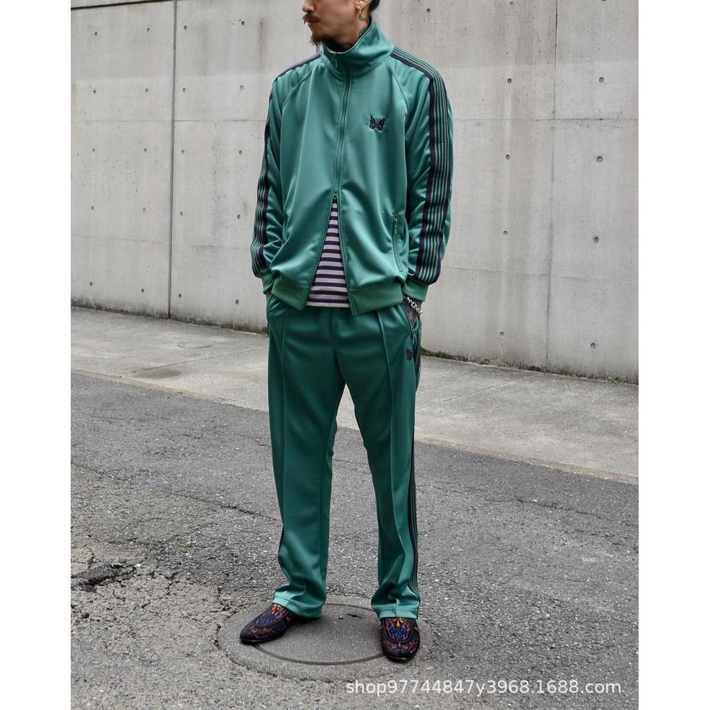 ZD7H Needles track Joint Name STUDIOUS Loose-fitting high street fashion unisex pants in green