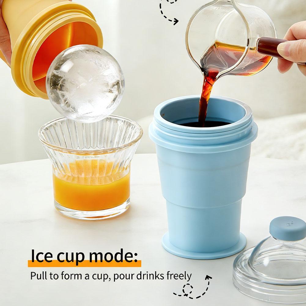 พับ ICE Ball ถ้วยซิลิโคนแม่พิมพ์น้ําแข็ง Home ตู้แช่แข็งแบบพกพา ICE Cube ถาดสําหรับ Travel Camping A