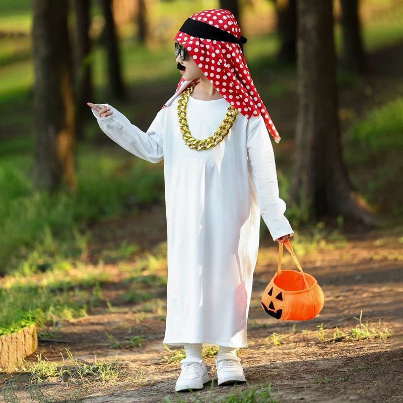JUA Children's Dubai-style gold chain, Arabian costume, prince clothes for boys and girls COS Qatari