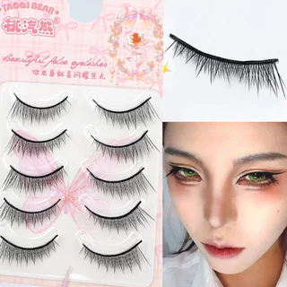 ผู้ชายคอสเพลย์ Lashes เด็กตรงขนตา Hard Stem 7-13 มม.C Curl เส้นใยสังเคราะห์ความงามใหม่ 5 คู่