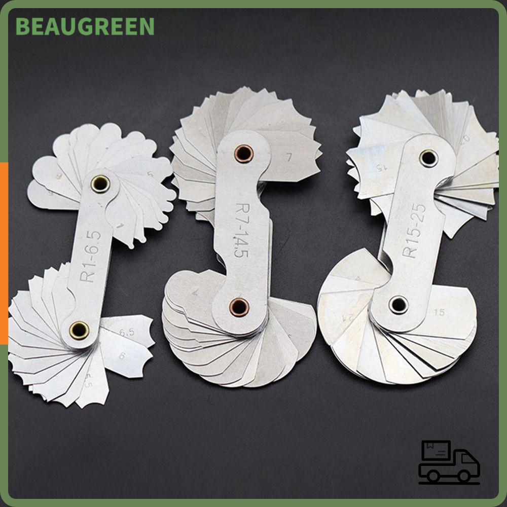 BEAUGREEN 16 ชิ้น/เซ็ต Radius Gauge Radius Fillet Gauge วัด Gage สแตนเลสตัวอย่าง R Gauge