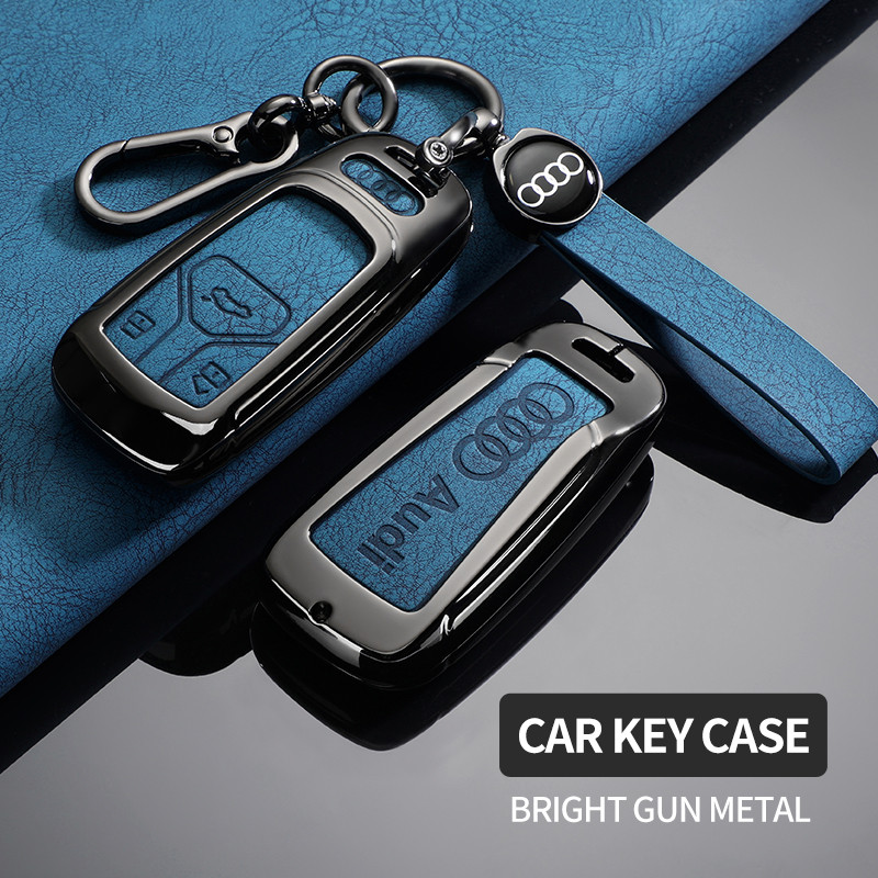 รถโลหะผสมสังกะสีหนังพวงกุญแจสําหรับ AUDI A1 A3 A4 A5 A6 A7 A8 Q2 Q3 Q5 Q7 Q8 TT R8 RS e-tron อุปกรณ์
