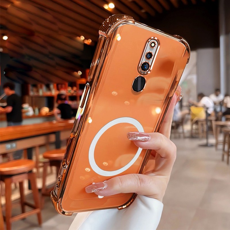 ZXCBเคสโทรศัพท์OPPO F11 Pro a5 2020 a9 2020 F11 เคสโทรศัพท์ใหม่โปร่งใสใหม่สีเลนส์สีทองรวมทุกอย่างหรูหราHigh-Endไร้สายFast Chargeซิลิโคนกันกระแทก