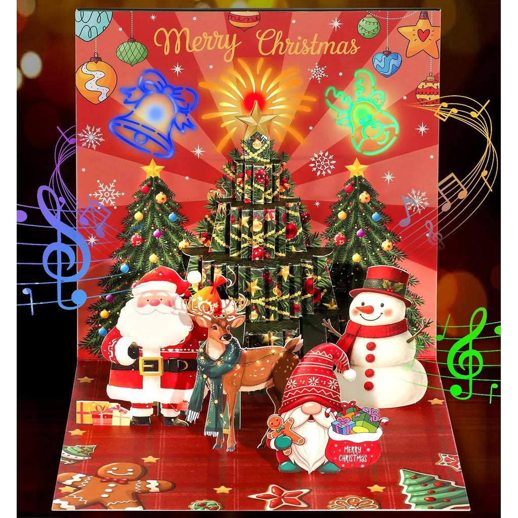 Coralogo ไฟและการ์ดคริสต์มาสดนตรี – เล่นเพลงคริสต์มาส 2 เพลงและเชียร์ไฟ & Santa Sounds & ฉากเซอร์ไพร