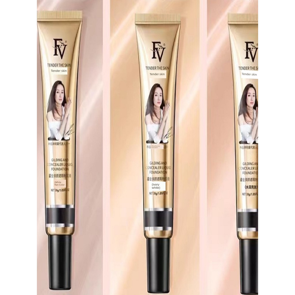 ครีมรองพื้น รองพื้น FV Liquid Foundation คอนซีลเลอร์ควบคุมน้ํามันยาวนานไม่มีแต่งหน้าผิวแห้ง Moisturi