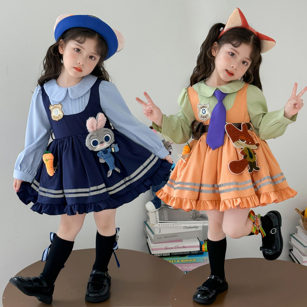 เด็กวัยหัดเดิน สาว Kawaii Zootopia ชุดนิคฟ็อกซ์ อนุบาล Preppy แขนยาว น่ารักๆ เน็คไท เด็ก รายวัน Pa ราคา ถูกที่สุด ดีลบีเคเค แกลเลอรีภาพที่ 2