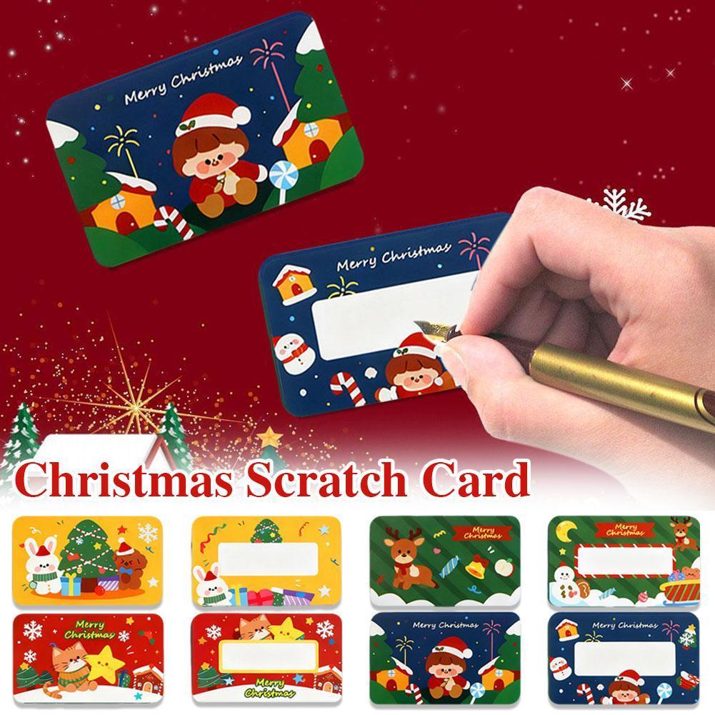 การ์ดรอยขีดข่วน Diy ตกแต่งคริสต์มาสสําหรับเด็กสําหรับบ้าน 2025 อุปกรณ์ปาร์ตี้คริสต์มาสนักเรียน N6w7