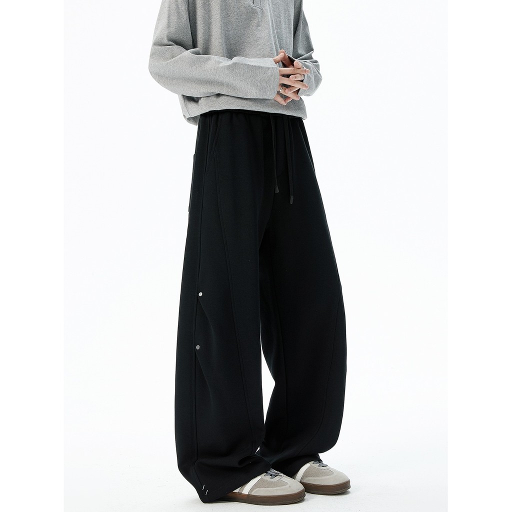 [สินค้าใหม่] Drape Wide-Leg Tethered Sweatpants สำหรับผู้ชายและผู้หญิง สไตล์หลวมสบายแบบอเมริกันทันสม