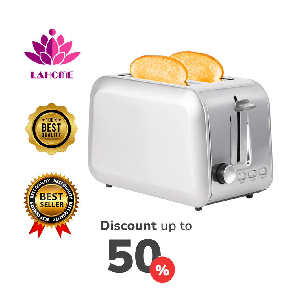Lahome Toaster เครื่องปิ้งขนมปังแบบ2ช่อง เครื่องปิ้งขนมปัง เครื่องทำอาหารเช้าแบบมัลติฟังก์ชั่น ที่ปิ้งขนมปัง สแตนเลส