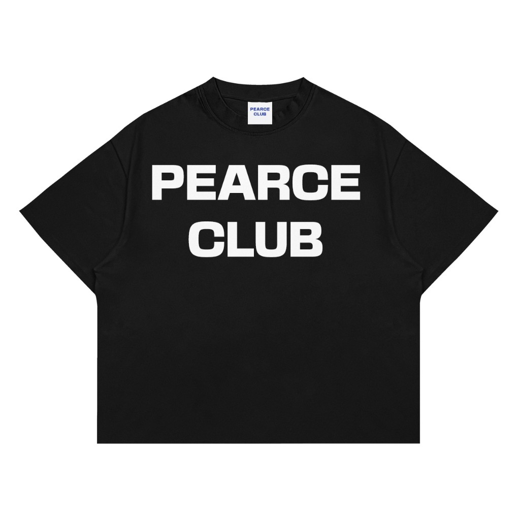 PEARCE CLUB เสื้อยืด Boxy สําหรับผู้ชายและผู้หญิง - Basic Club Black 20s Grammage 200-210