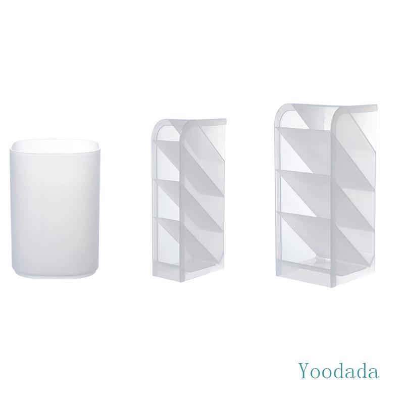 Yoo Creative 4-grid Transparent Matte Pen Cup Oblique Put-in Desk Pen Display Ho