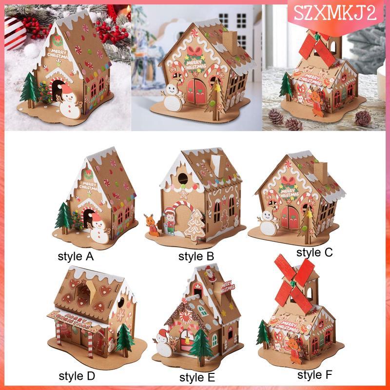 [szxmkj2] Christmas Cardboard House Kits Christmas DIY Kits Indoor Outdoor Decorative