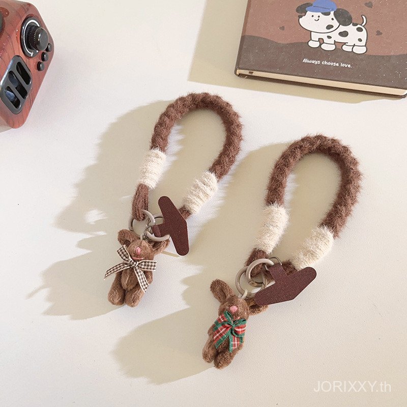 สไตล์ใหม่ อิน สีแดงสีเขียวลายสก๊อตโบว์กระต่ายจี้เคสโทรศัพท์เชือกเส้นเล็กกระเป๋าเครื่องประดับโพลารอยด์แขวนโซ่หญิง