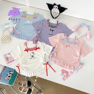 เสื้อยืดแขนสั้นเด็กผู้หญิง 2025 สไตล์เกาหลี ใหม่ สไตล์หวาน เ…