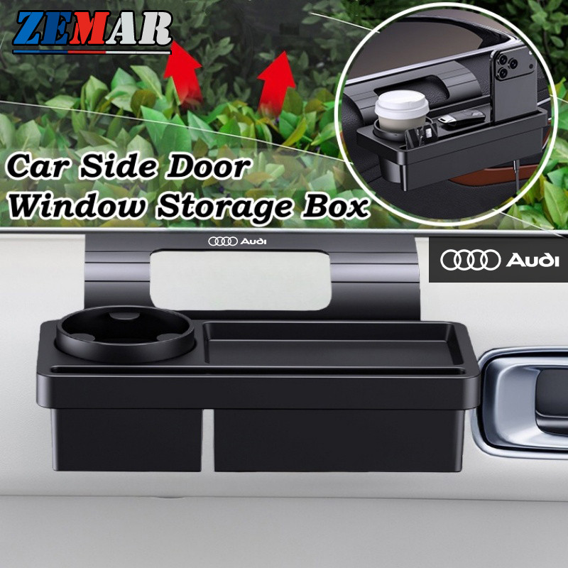 Audi  รถประตูด้านข้างหน้าต่างกล่องเก็บรถผู้ถือถ้วยผู้ถือเครื่องดื่มโทรศัพท์สล็อตแขวนชั้นเก็บสําหรับ 