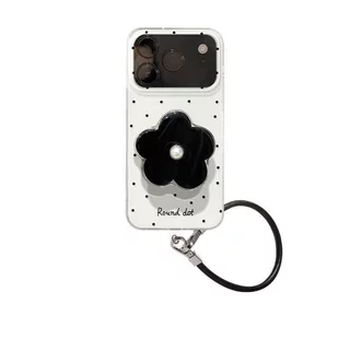 เคสโทรศัพท์ เหมาะสําหรับ iPhone 7 8 X XS XR XSMAX 11 12 13 14 15 16 17 Pro max Plus Air Star Zhao Silu สไตล์เดียวกัน Polka Dot ดอกไม้สีดําวงเล็บโซ่กันกระแทกกันกระแทกป้องกันกรณี เคสแบบรวมทุกอย่าง J9BC