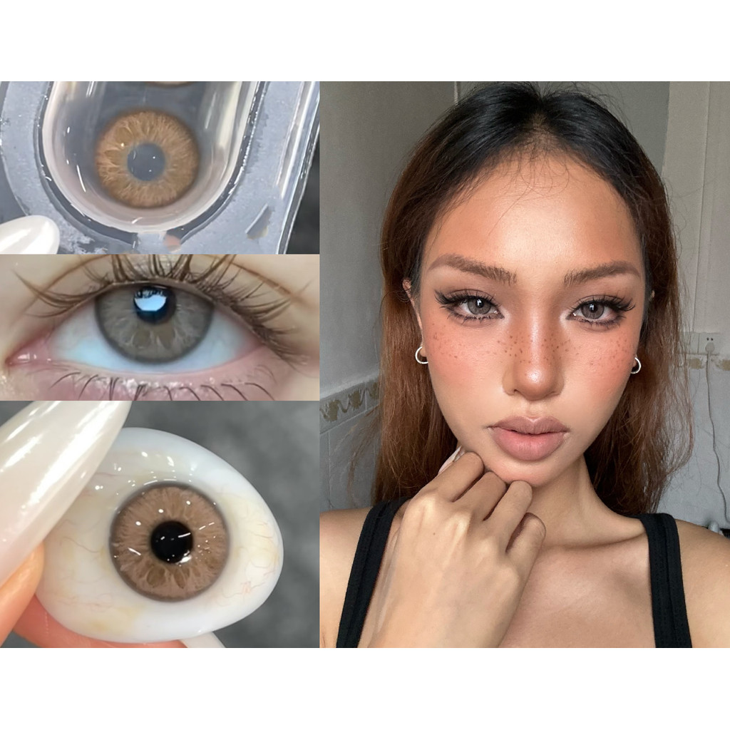 (1 คู่)HMXZFEN ยี่ห้อ Serltyca ,14.20mm,Gdia:13.4mm เกรดสูง,(เกรด 0-10.00), คอนแทคเลนส์ 6 เดือนใช้(สีน้ําตาล)