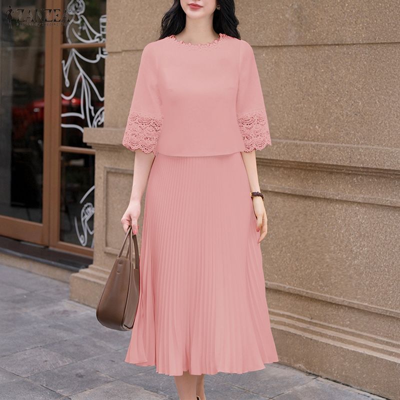 ZANZEA กระโปรงเชิ๊ตดีไซน์หรูหรา มีลายปักและ pleats ทันสมัย เหมาะสำหรับสวมใส่ในโอกาสต่างๆ — صورة 5