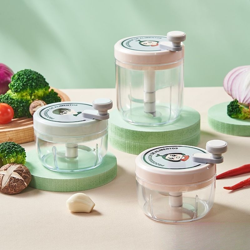 NEW  เครื่องบดกระเทียม เครื่องบดอาหารแบบหมุนมือ ผัก ผลไม้ หัวหอม เครื่องปั่นพริกมัลติฟังก์ชั่น