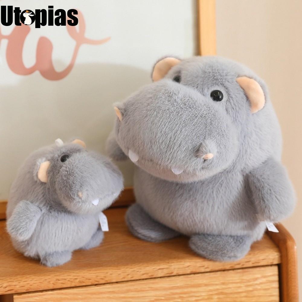 [UTOPIAS] Hippo Plush Toy, Soft 12/22/35cm ตุ๊กตาสัตว์, Cute Huggable Fluffy Grey Plushie Hippo Home