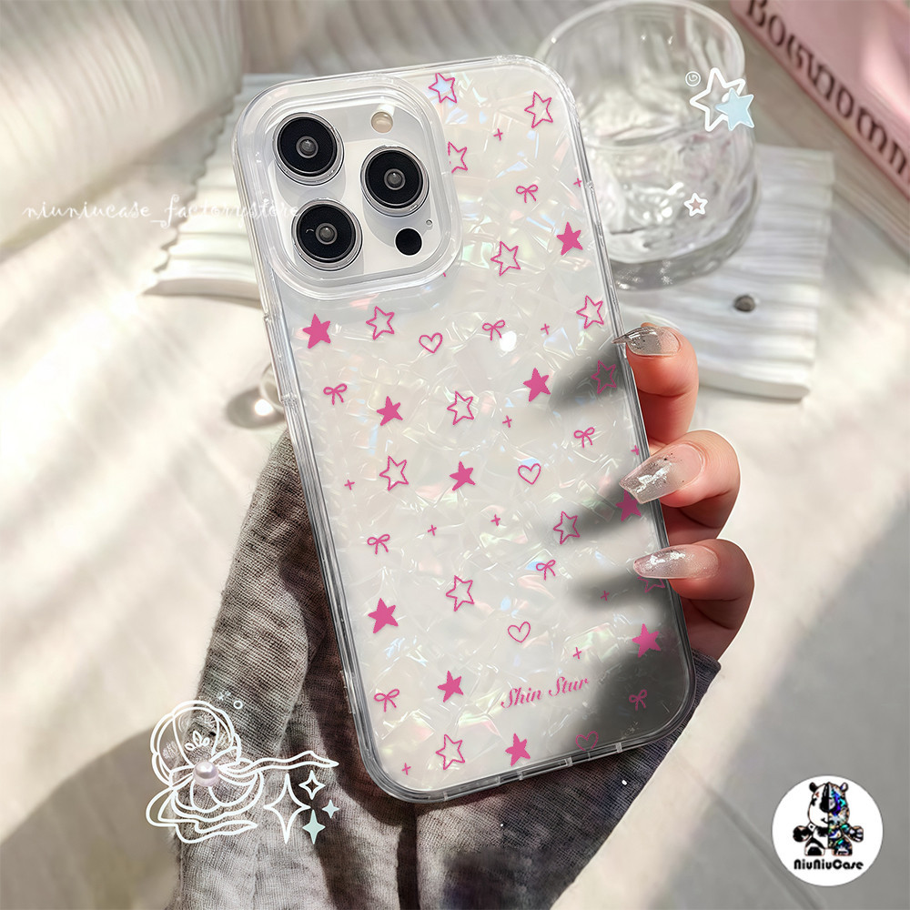 สำหรับ เคสไอโฟน17 เคส ดาวเรียบง่าย ลายเปลือกหอย For IPhone 13 16 14 12 11 15 17 Pro Max XR XS X 7 8 16Plus เคสไอโฟนสวยๆ
