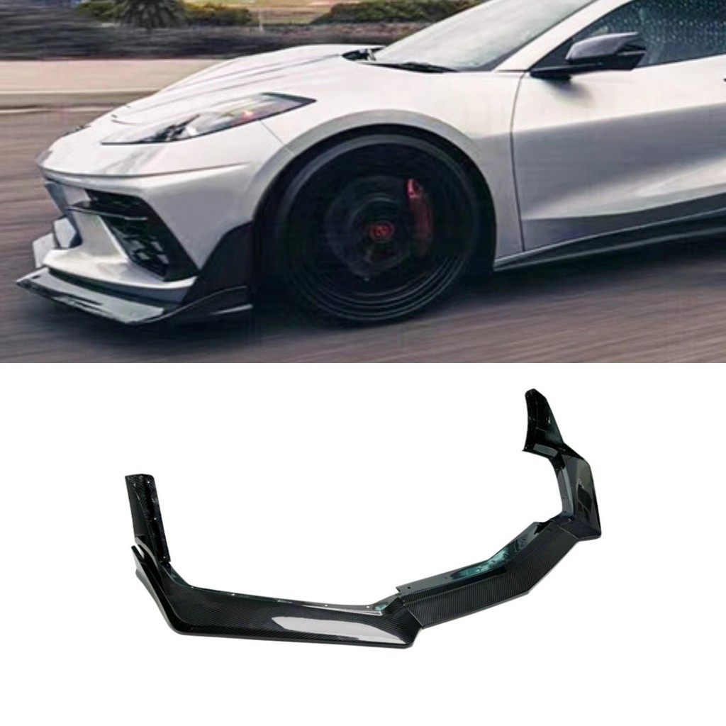 คาร์บอนไฟเบอร์รถกันชนหน้าสปอยเลอร์ Splitter สําหรับ Chevrolet Corvette C8 ZR1 ZTK 2020-IN Body Kit ร