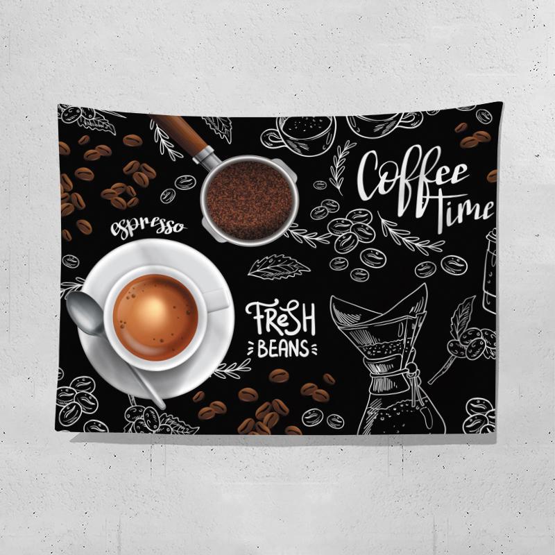 คาเฟ่ตกแต่งพื้นหลังผ้ากาแฟเครื่องดื่มร้านอาหารตะวันตกผนังพรมลําต้นแผงลอยสร้างสรรค์โฆษณาผ้า