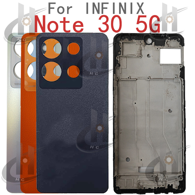 ฝาหลังแบตเตอรี่สําหรับ Infinix Note 30 5G X6711 กระจกเลนส์กล้องพร้อมกรอบ LCD ด้านหน้า