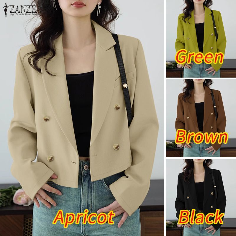ZANZEA ผู้หญิงเกาหลีธุรกิจขั้นสูงปกแขนยาว Double-Breasted Elegant Officewear Blazer — صورة 3