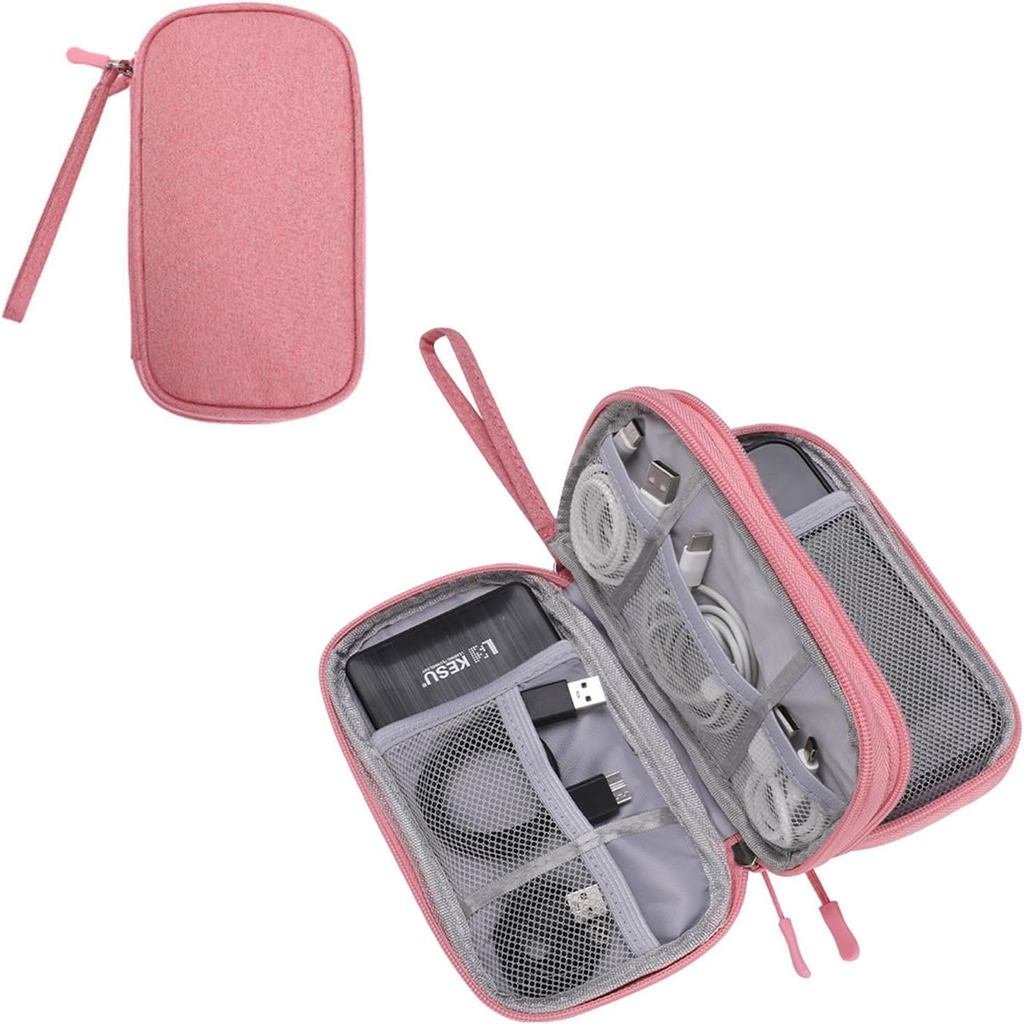 Travel Organizer Bag for Electronics - Waterproof Double Layer Storage Pouch for Charger, Cables, Ph