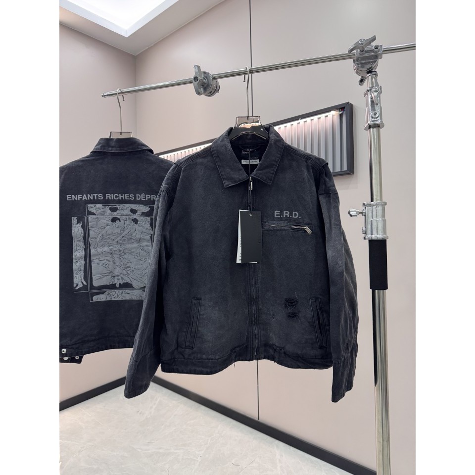 QQDN ERD Melancholy Rich Second Generation Double-Sided Cartoon Portrait Raglan Casual Men's Short S