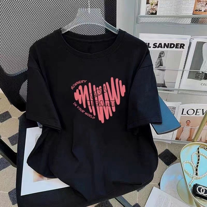 COD 2026 เสื้อยืดแขนสั้นผู้หญิง 2025 ฤดูร้อนสไตล์ใหม่ออกแบบแฟชั่นหลวม Slimmer ดูรอบคอ All-Match Top 