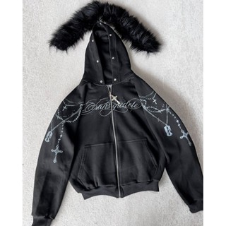 ย2เค ใหม่ฮาราจูกุขนสัตว์หนาขนสัตว์ปกซิปเสื้อกันหนาวหมวกถนนสบ…