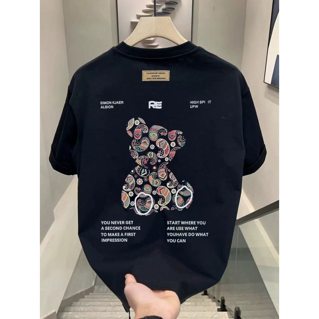 2026 แฟชั่น 20262025เสื้อยืดแขนสั้นผู้ชายสไตล์ใหม่ ins ฤดูร้อนหลวมรอบคอครึ่งแขนผ้าฝ้ายแท้ Street Wea