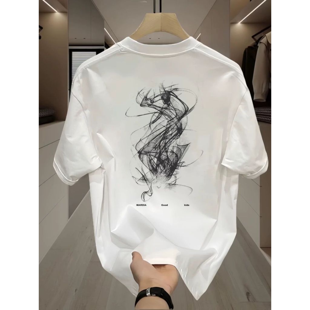 COD 2026 [เสื้อผ้าผู้ชายคุณภาพสูง] Pure Cotton Street Wear Fun Print Round Neck Short Sleeve Casual 