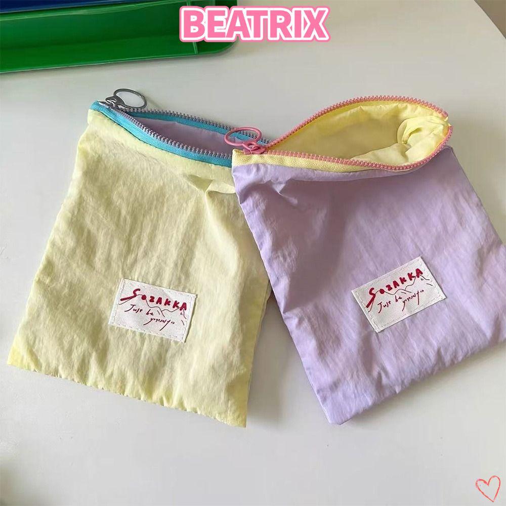 บีทริกซ์‌ กระเป๋าใส่เหรียญ/เครื่องสําอางมีซิป แบบพกพา สีทึบ ขนาดเล็ก ออแกไนเซอร์แต่งหน้า