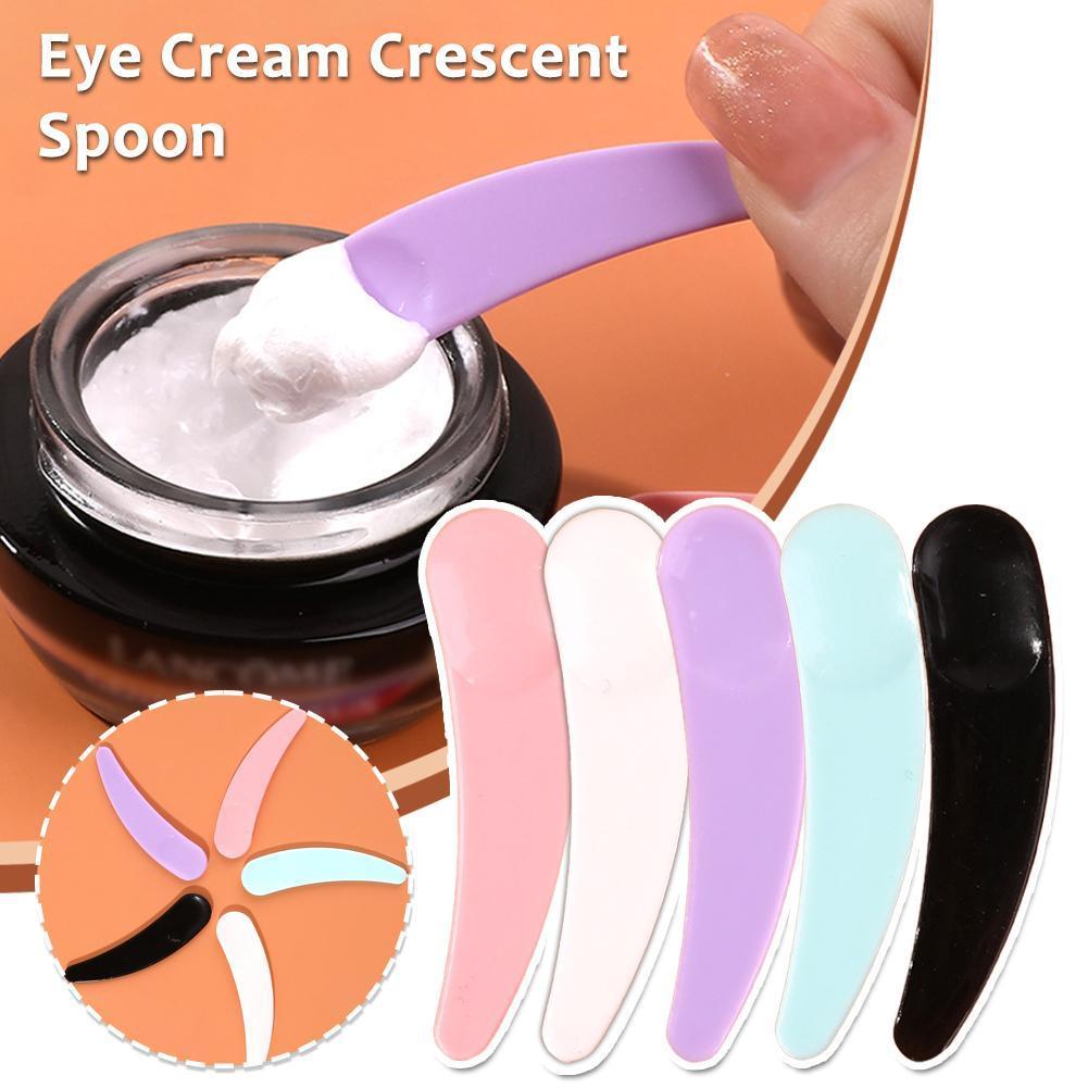 มาส์กหน้าขนาดเล็กช้อนพลาสติกครีม Crescent Curved Stick Shape Spatula Scoop Crescent Tool Z6u8