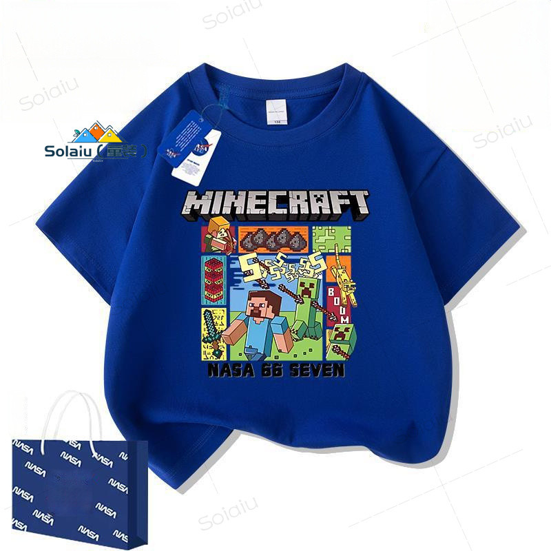 เสื้อยืดเด็กมายคราฟ ออกแบบการ์ตูน คอกลมแฟชั่นสำหรับเด็ก - รูปที่ 5